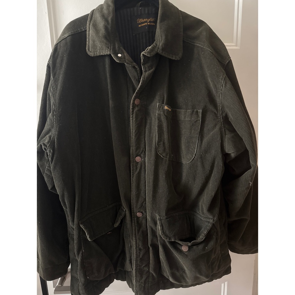 Wrangler Authentic Western Corduroy Chore Coat Mens Large Forest Green Jacket